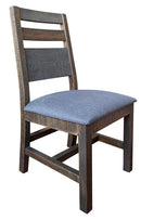 Antique Gray Solid Wood Chair w/Fabric seat, Gray Finish**