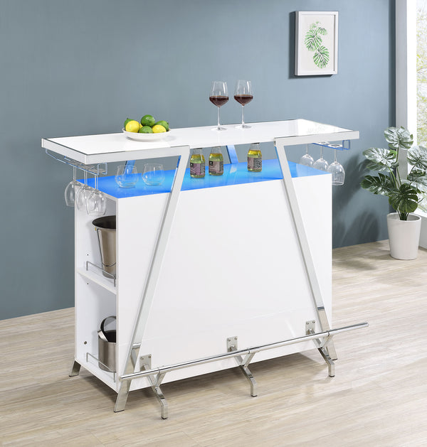 Araceli Home Bar Wine Cabinet White High Gloss and Chrome image