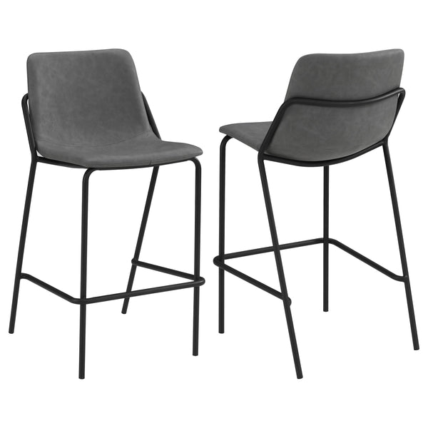 Earnest Solid Back Upholstered Bar Stools Grey and Black (Set of 2) image