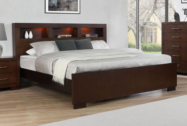 Jessica Queen Bed with Storage Headboard Cappuccino image