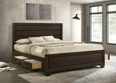 Kauffman California King, Eastren king, & Queen Storage Bed Dark Cocoa
