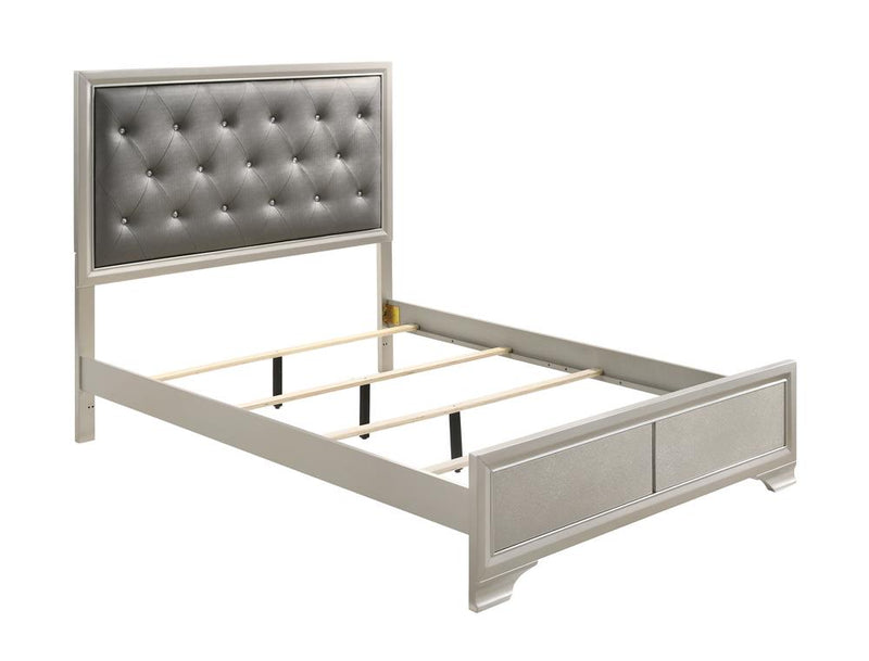 Salford Queen Panel Bed Metallic Sterling and Charcoal Grey image