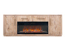 White Balam Wall Unit, TV Stand 80" with Electric Fireplace Insert