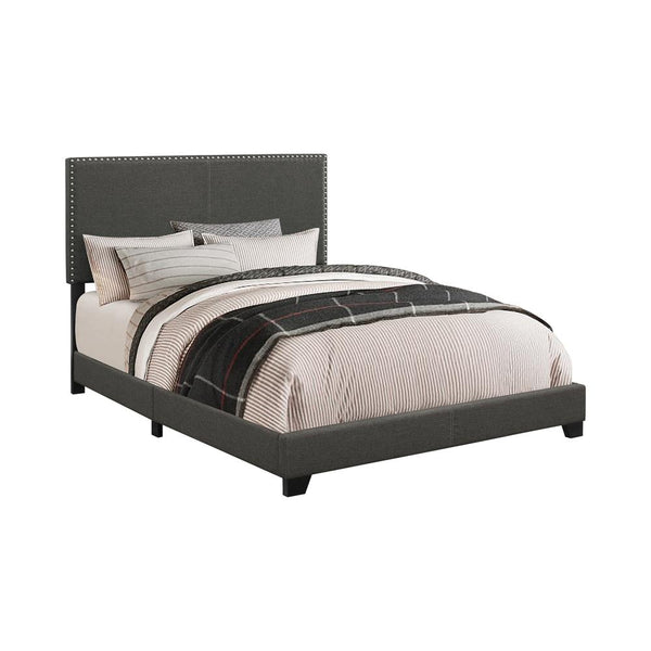 Boyd Twin Upholstered Bed with Nailhead Trim Charcoal image