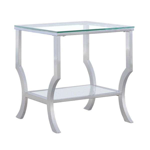 Saide Square End Table with Mirrored Shelf Chrome image