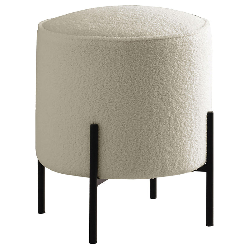 Basye Round Upholstered Ottoman Beige and Matte Black image