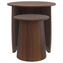 Yency 2-piece Round Mango Wood Nesting Table Set Dark Brown
