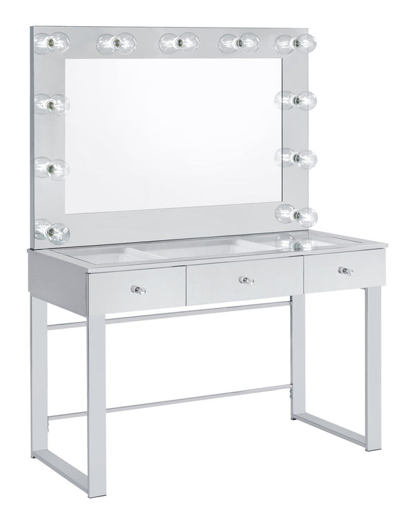 Umbridge 3-drawer Vanity with Lighting Chrome and White image