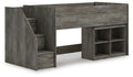 Frandern Loft Bed with Bookcase Storage