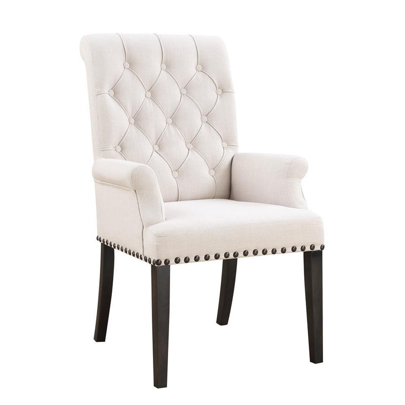 Alana Upholstered Arm Chair Beige and Smokey Black