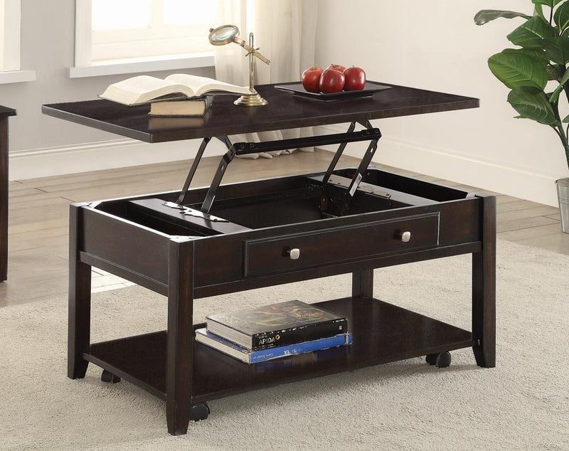 Baylor Lift Top Coffee Table with Hidden Storage Walnut