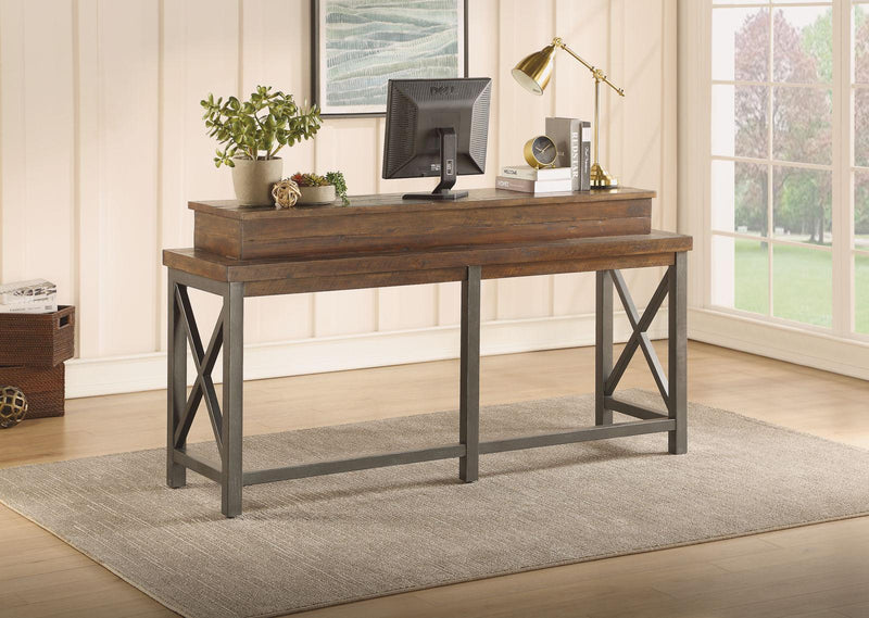 Flexsteel Carpenter Work Console in Rustic Brown