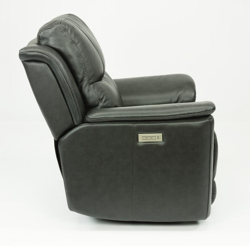 Flexsteel Latitudes Cade Leather Power Recliner w/Power Headrest in Black