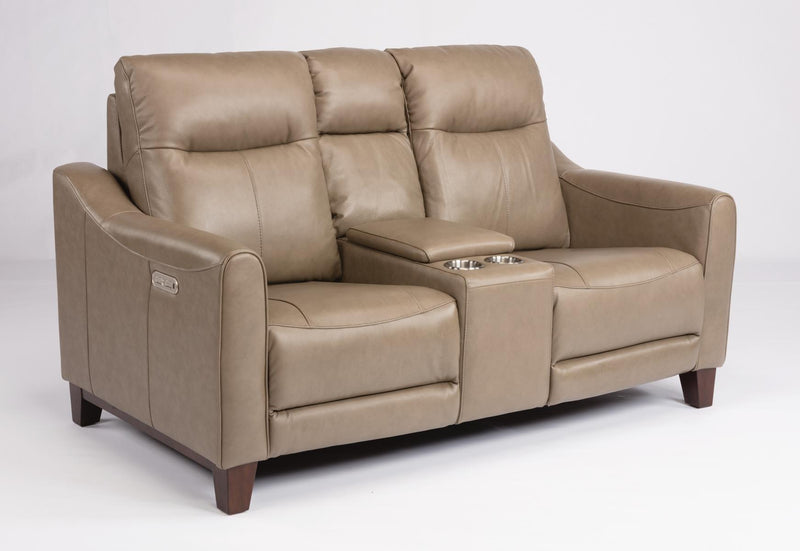 Flexsteel Latitudes Forte Leather Power Reclining Loveseat w/Console & Power Headrests