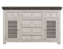 Stone 6 Drawer and 2 Doors Console Ivory and Stone Finish