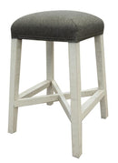Stone 24” Stool w/Fabric Seat and Ivory finish