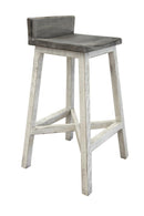Stone 30" Stool - w/Wooden Seat and Base - Stone Finish **