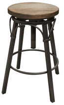 Marquez 24-30" Adjustable Swivel Stool, Wooden Seat, Straight Leg