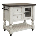Stone 2 Drawer, 1 Glass Door Kitchen Island- Stone finish