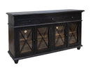 Vintage Black 70" Console 3 Drawers, 4 Doors - Charcoal finish