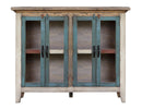 Antique Multicolor 50" Console w/4 Glass Doors, Multi-Color Finish
