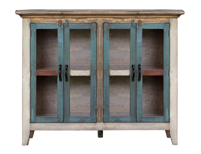 Antique Multicolor 50" Console w/4 Glass Doors, Multi-Color Finish image