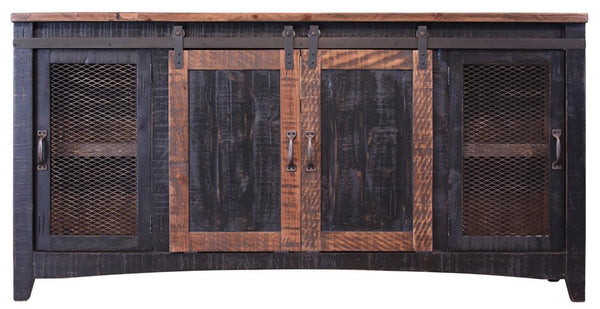 Pueblo Black TV-Stand w/2 Doors, 2 Mesh Doors image