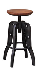 Parota 24-30" Adjustable Height Swivel Stool, wooden seat
