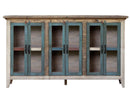 Antique Multicolor 73" Console w/6 Glass Doors